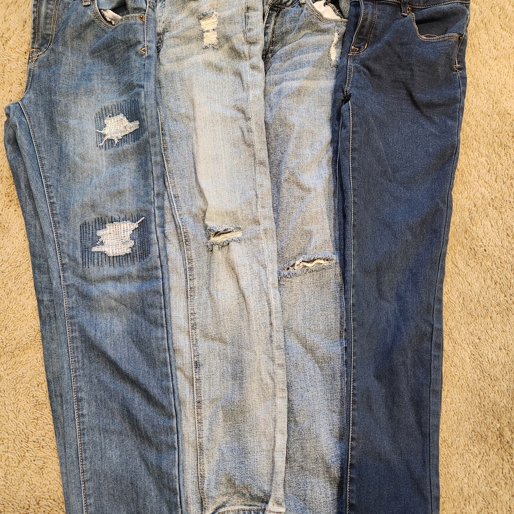 Lucky Brand Women's Distressed Skinny Jeans - Light and Dark Blue